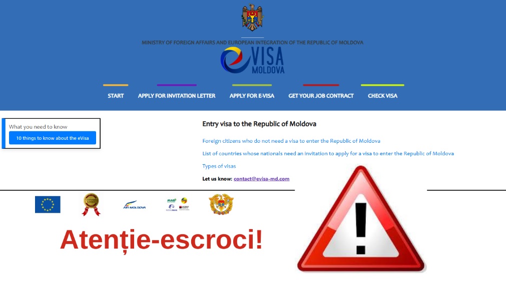 Escrocherii online cu vize și invitații pentru Republica Moldova