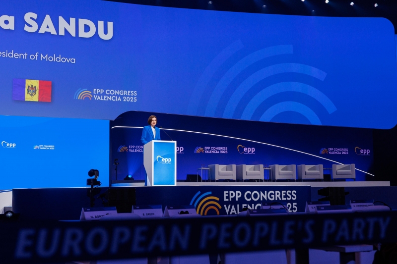 Maia Sandu, mesaj la Congresul Partidului Popular European: Moldova rămâne pe calea europeană, în ciuda amenințărilor