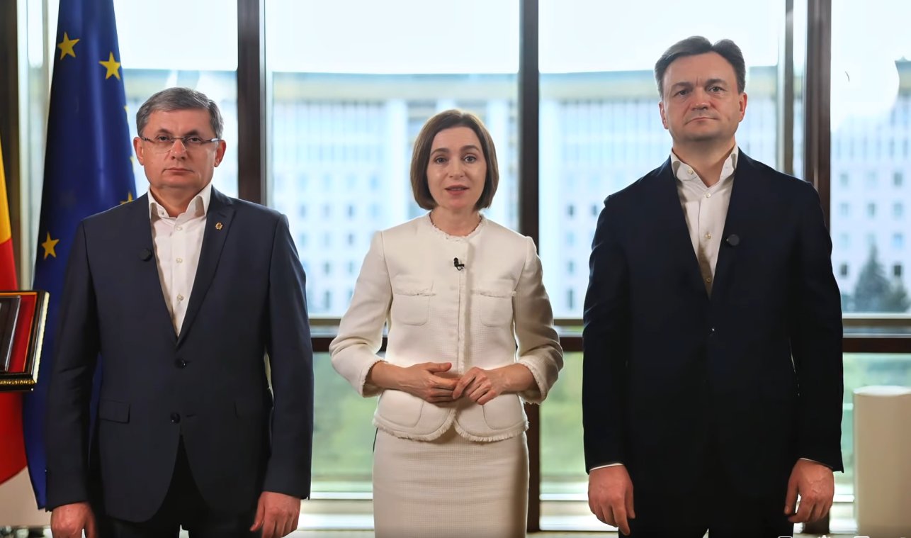 VIDEO Maia Sandu, Dorin Recean și Igor Grosu, mesaj comun de Ziua Constituției: Să fim uniți