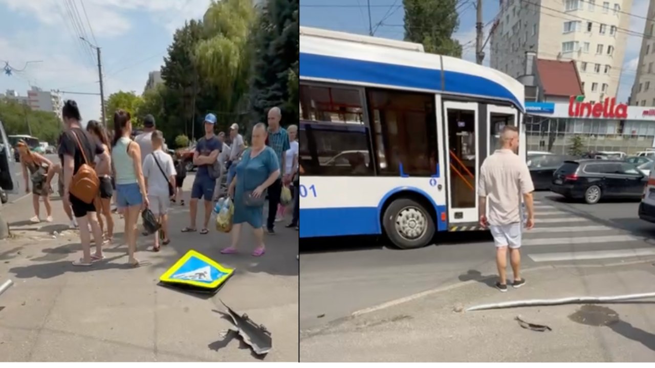 Accident grav în sectorul Buiucani al Capitalei. O femeie a fost lovită de o mașină în timp ce stătea pe trotuar