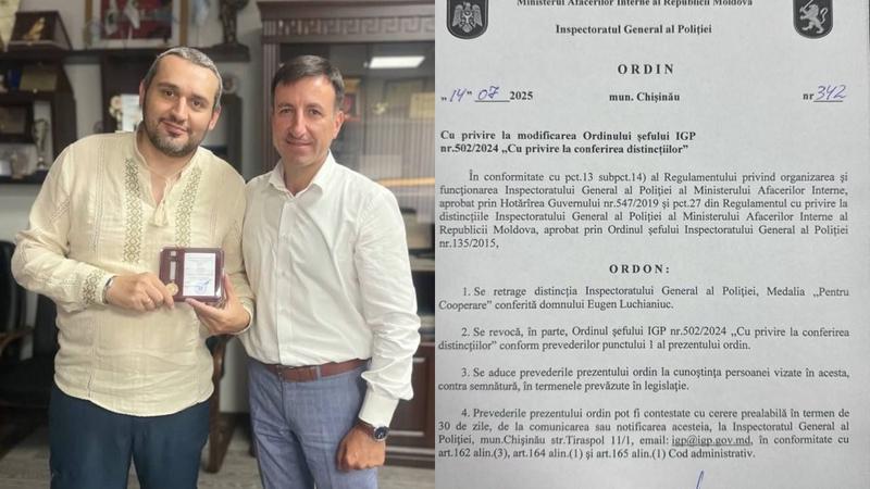 Bloggerul Eugen Luchianiuc, decorat de IGP cu Medalia „Pentru Cooperare”. La scut timp, Viorel Cernăuțeanu i-a retras-o