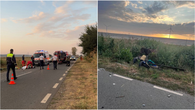 Impact violent pe un drum din Galați: o autospecială a intrat într-o căruță. O femeie a murit