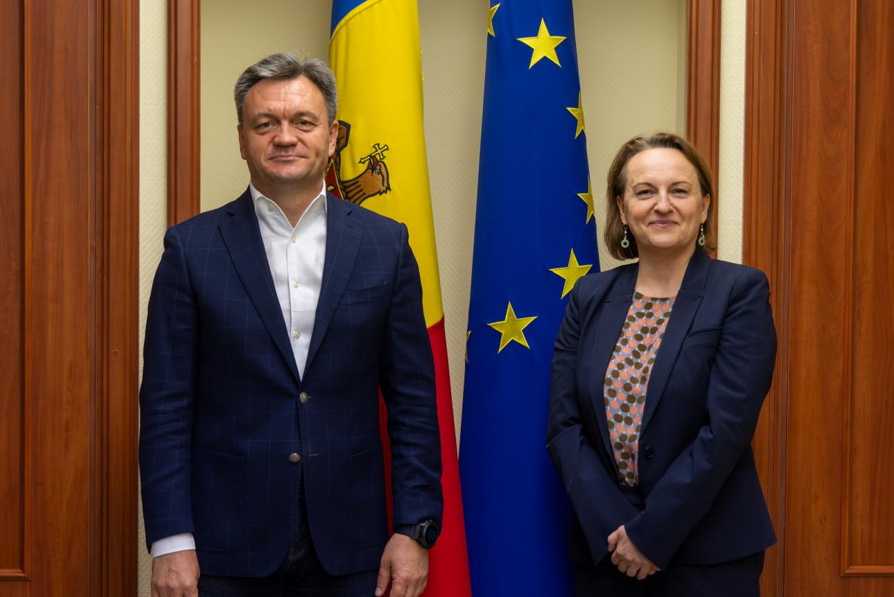 Prim-ministrul Recean și noua ambasadoarea UE, discuții despre accelerarea aderării Moldovei la Uniunea Europeană