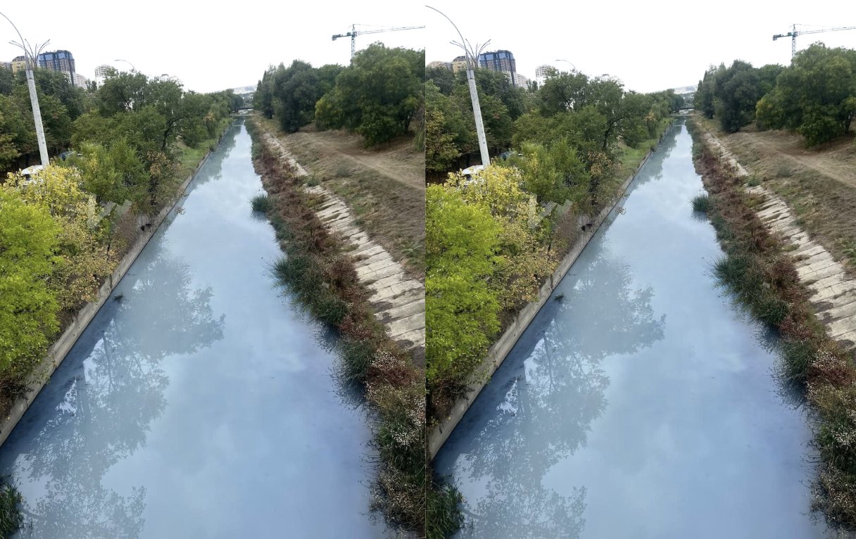 Râul Bîc s-a colorat în albastru: Autoritățile investighează cauza fenomenului