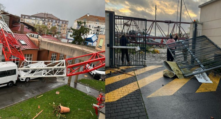 VIDEO Tragedie în apropiere de Paris. Un mort și patru răniți după ce o tornadă a răsturnat trei macarale