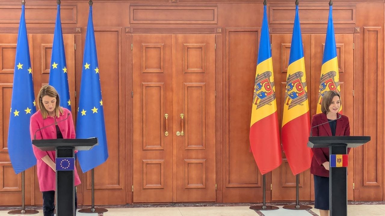 Maia Sandu și Roberta Metsola, conferință comună: ”Viitorul european al Moldovaei nu mai este un vis, este realitate”