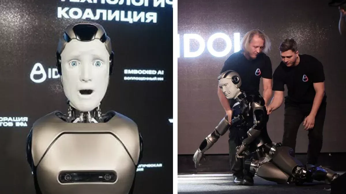 Robotul AIdol, „mândria tehnologică” a Rusiei, s-a făcut de râs la lansare. A căzut după câteva secunde
