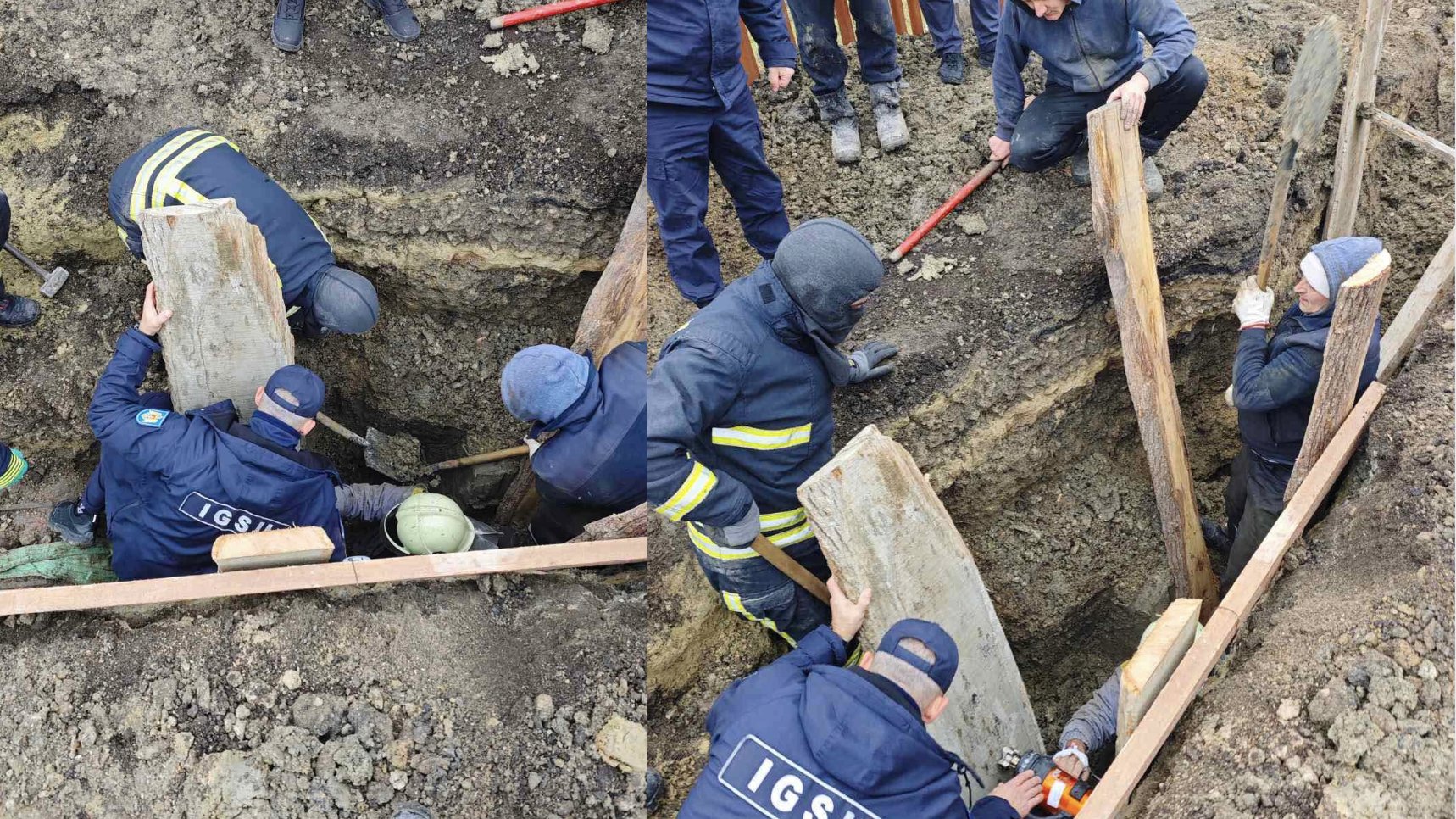 Un bărbat a fost salvat de pompieri după ce a fost prins sub un mal de pământ. Acesta efectua săpături