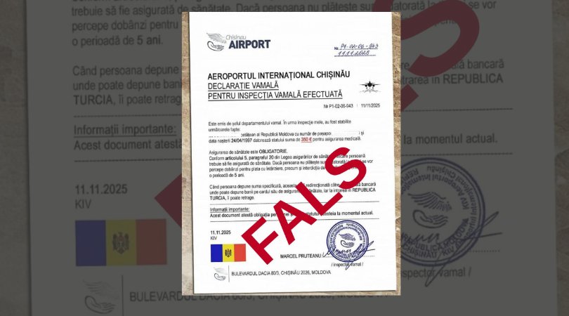 Serviciul Vamal avertizează cetățenii despre un document fals care circulă în numele instituției