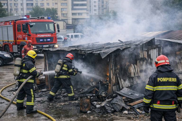Flăcări puternice într-o parcare din Chișinău: un bătrân cu arsuri a fost transportat la spital