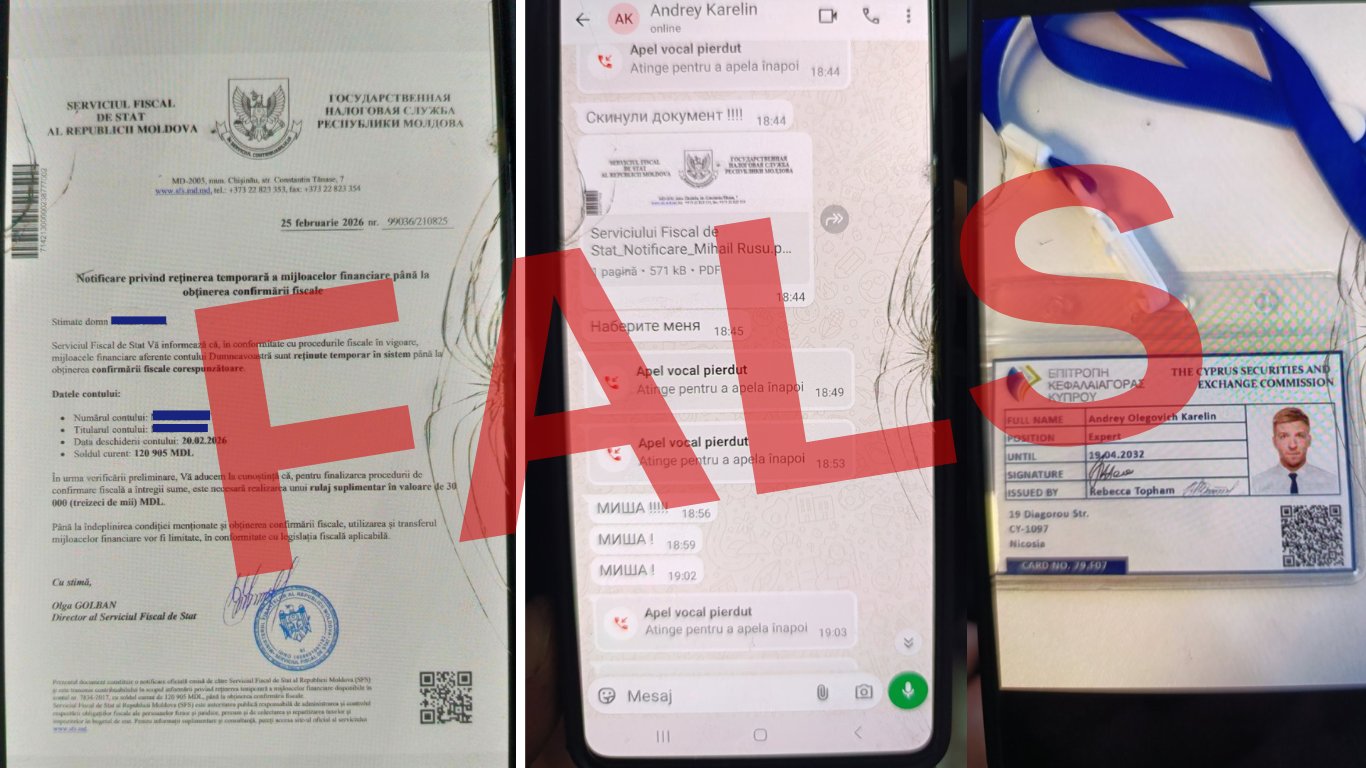 Atenție, fals! SFS avertizează despre notificări false privind reținerea mijloacelor financiare