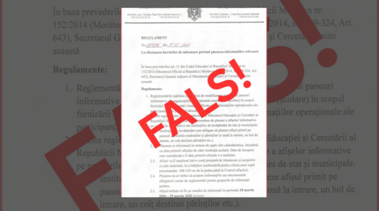 Ministerul Educației avertizează: Document fals, distribuit în școli din Găgăuzia