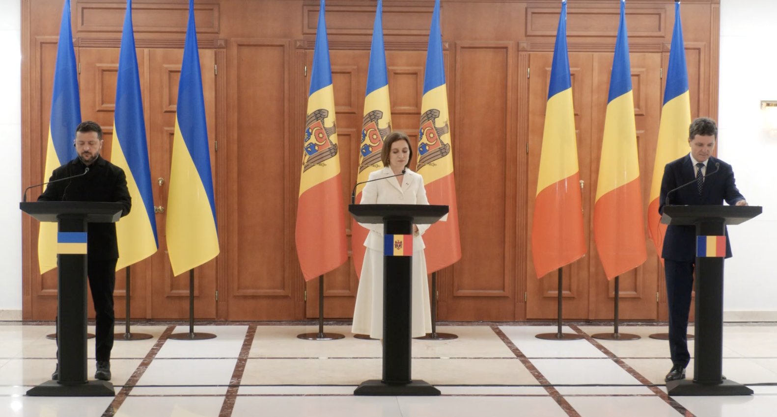 Maia Sandu, alături de Volodimir Zelenski și Nicușor Dan: „Suntem norocoși că ambii vecini ne sunt buni prieteni”